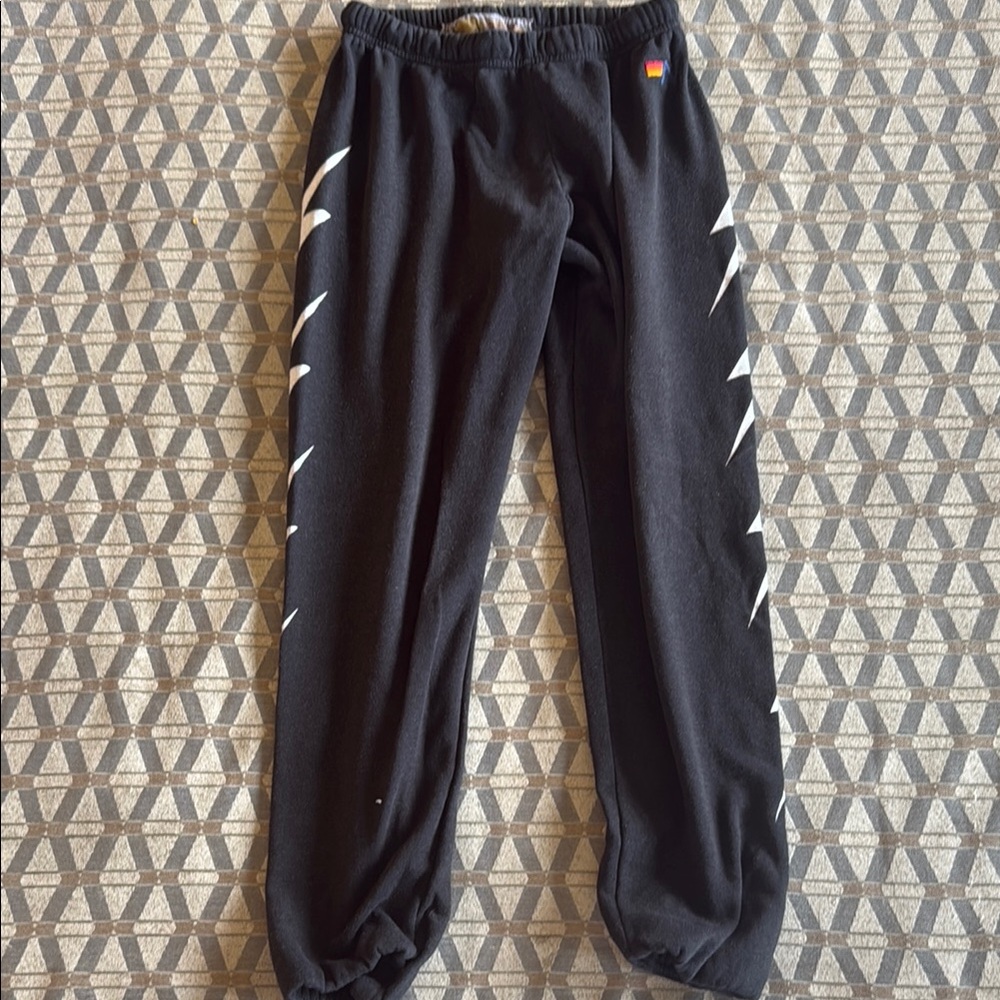 Aviator Nation Black Sweatpants with White bolts